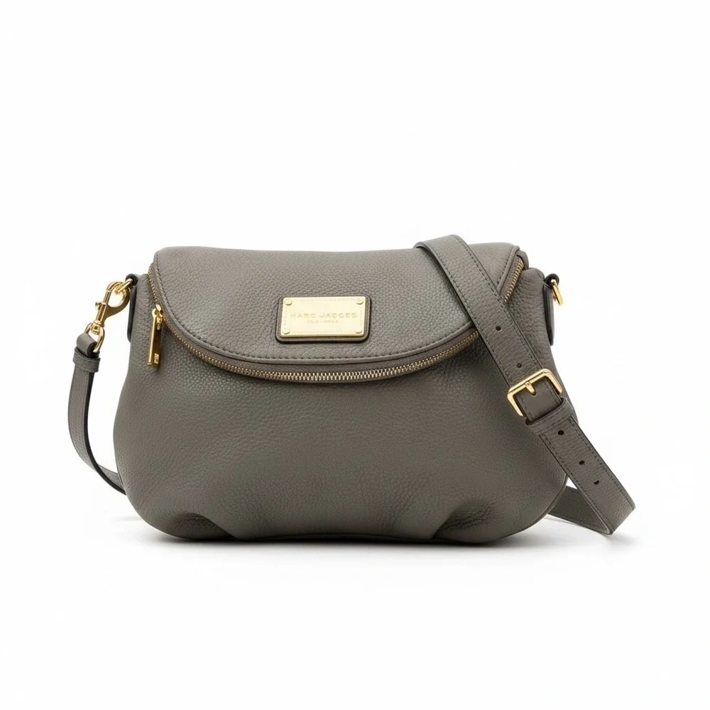 Marc Jacobs Natasha Gray Pebbled Leather Crossbody Gold HW Dust Bag EUC - Picture 4 of 11